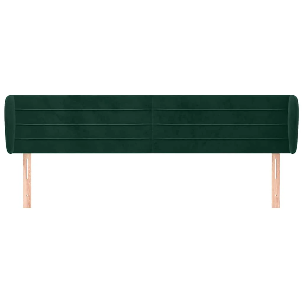 sengegavl med kanter 163x23x78/88 cm fløjl mørkegrøn - Image 3