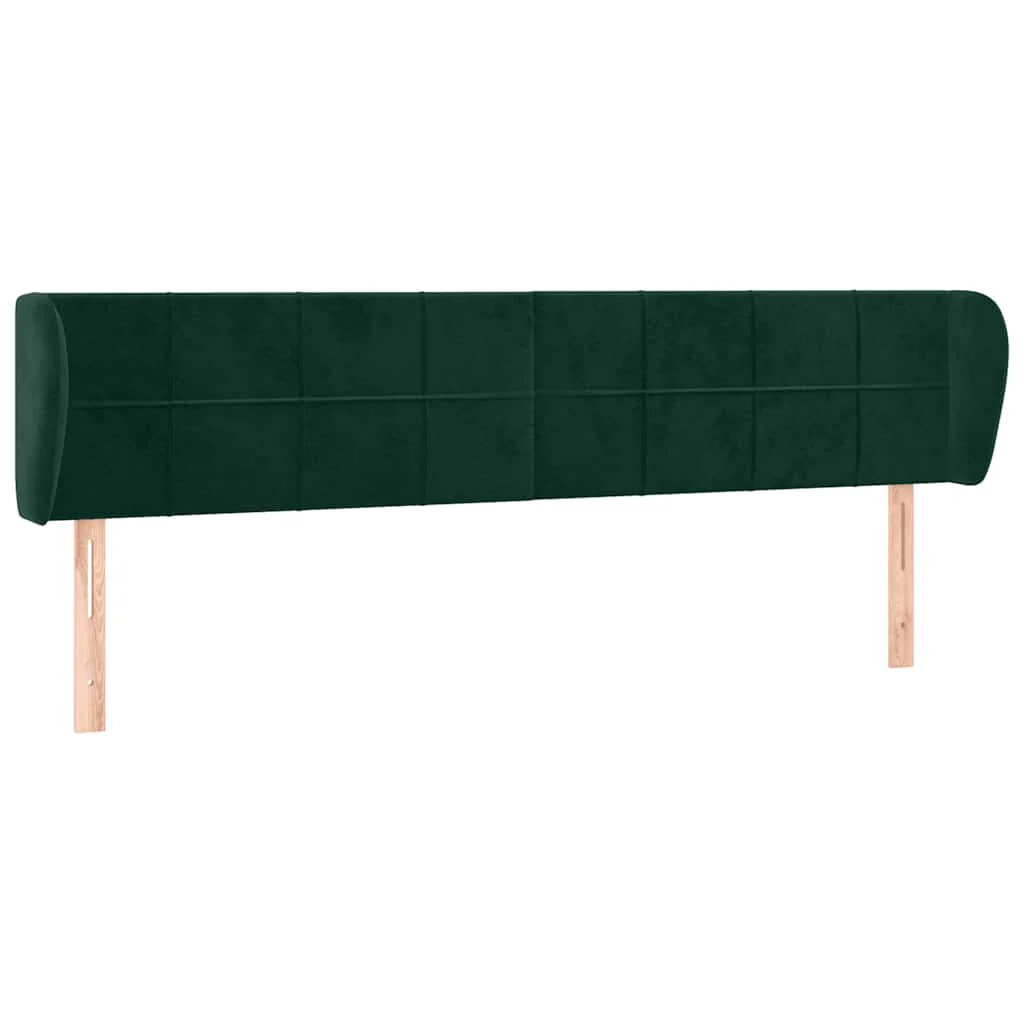 sengegavl med kanter 163x23x78/88 cm fløjl mørkegrøn - Image 2