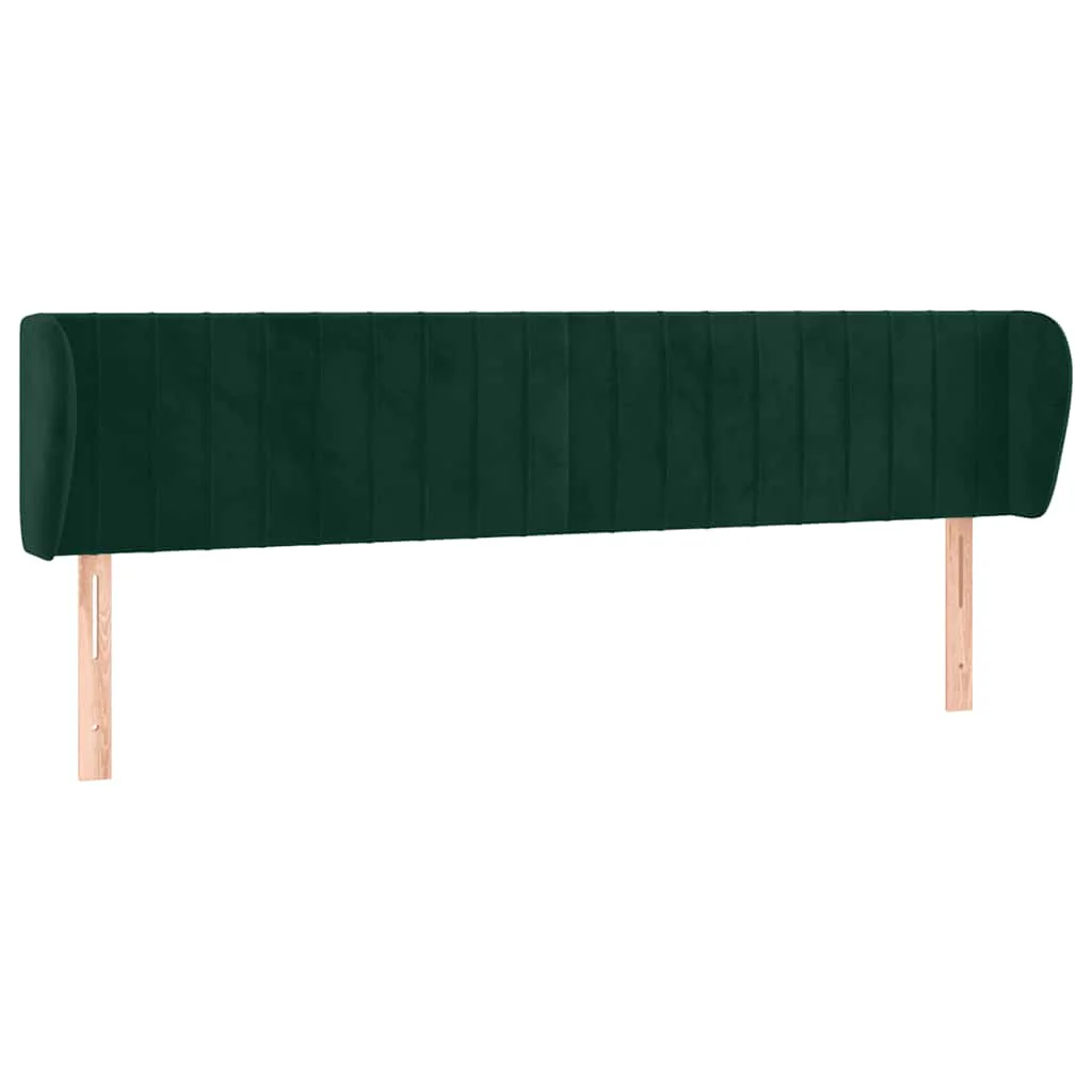 sengegavl med kanter 163x23x78/88 cm fløjl mørkegrøn - Image 2