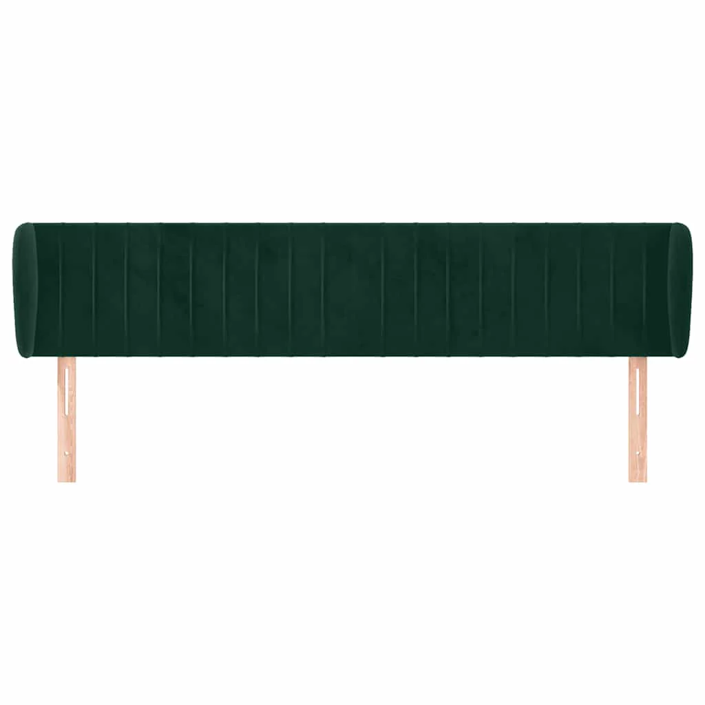 sengegavl med kanter 163x23x78/88 cm fløjl mørkegrøn - Image 3