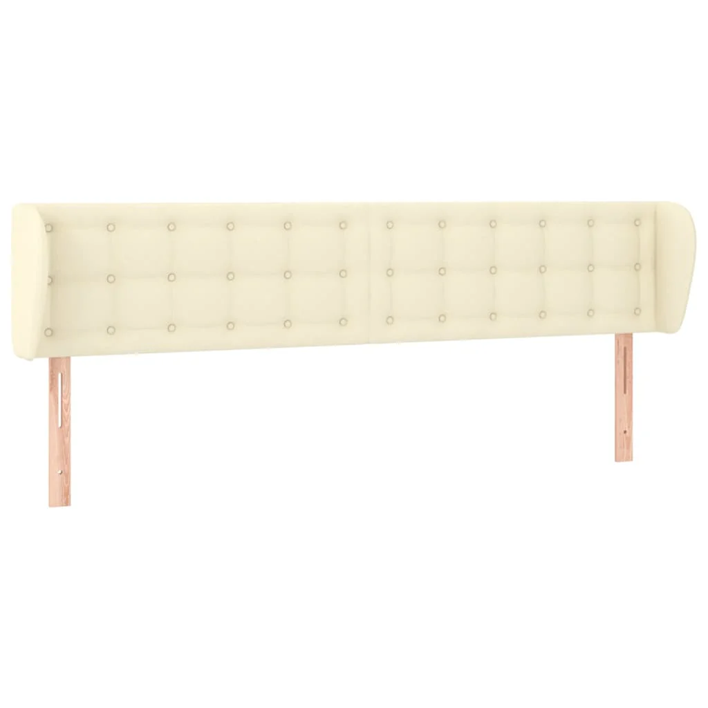sengegavl med kanter 163x23x78/88 cm kunstlæder cremefarvet - Image 2