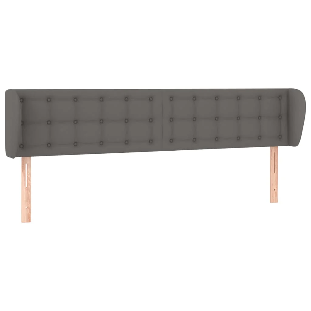sengegavl med kanter 163x23x78/88 cm kunstlæder grå - Image 2
