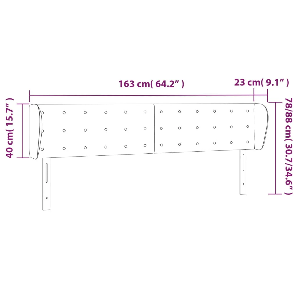 sengegavl med kanter 163x23x78/88 cm kunstlæder hvid - Image 8
