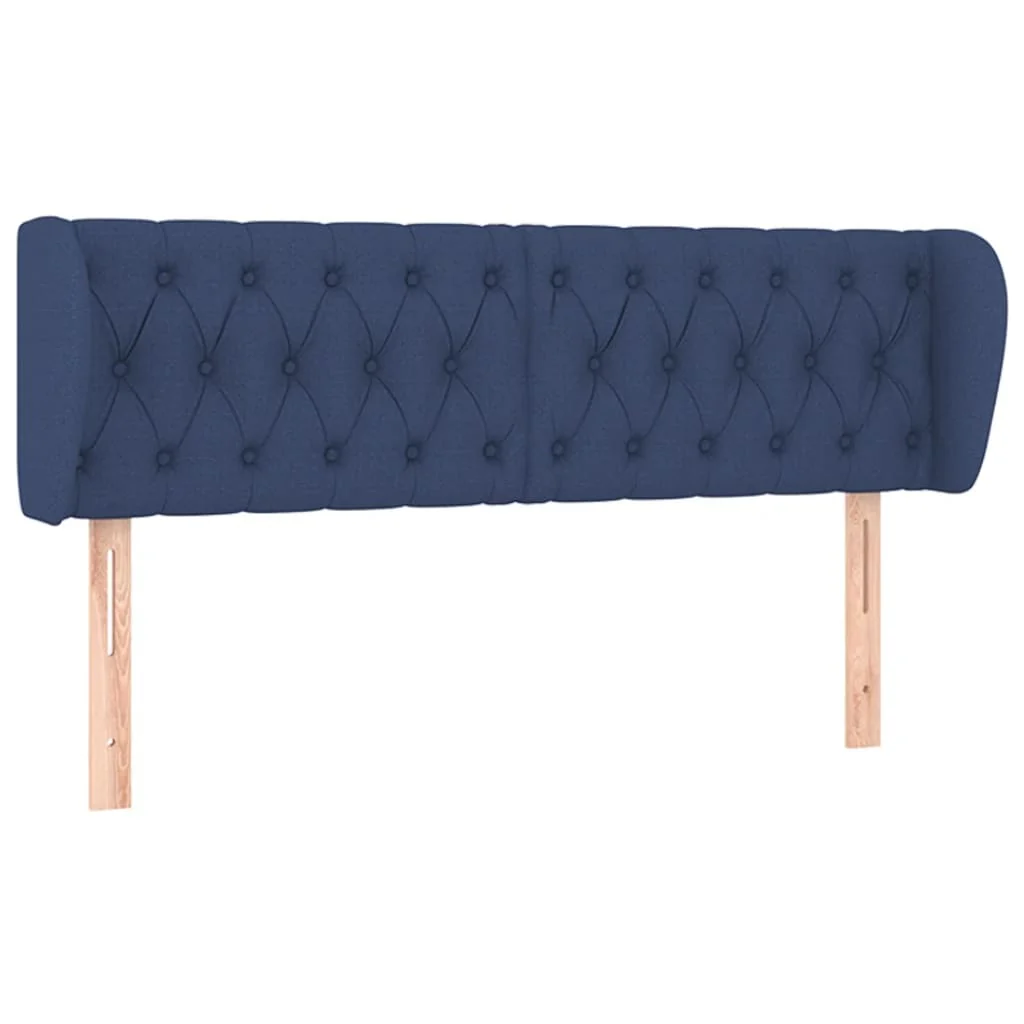 sengegavl med kanter 163x23x78/88 cm stof blå - Image 2