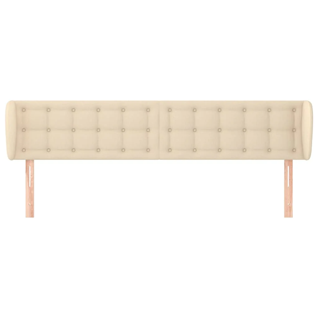 sengegavl med kanter 163x23x78/88 cm stof cremefarvet - Image 3