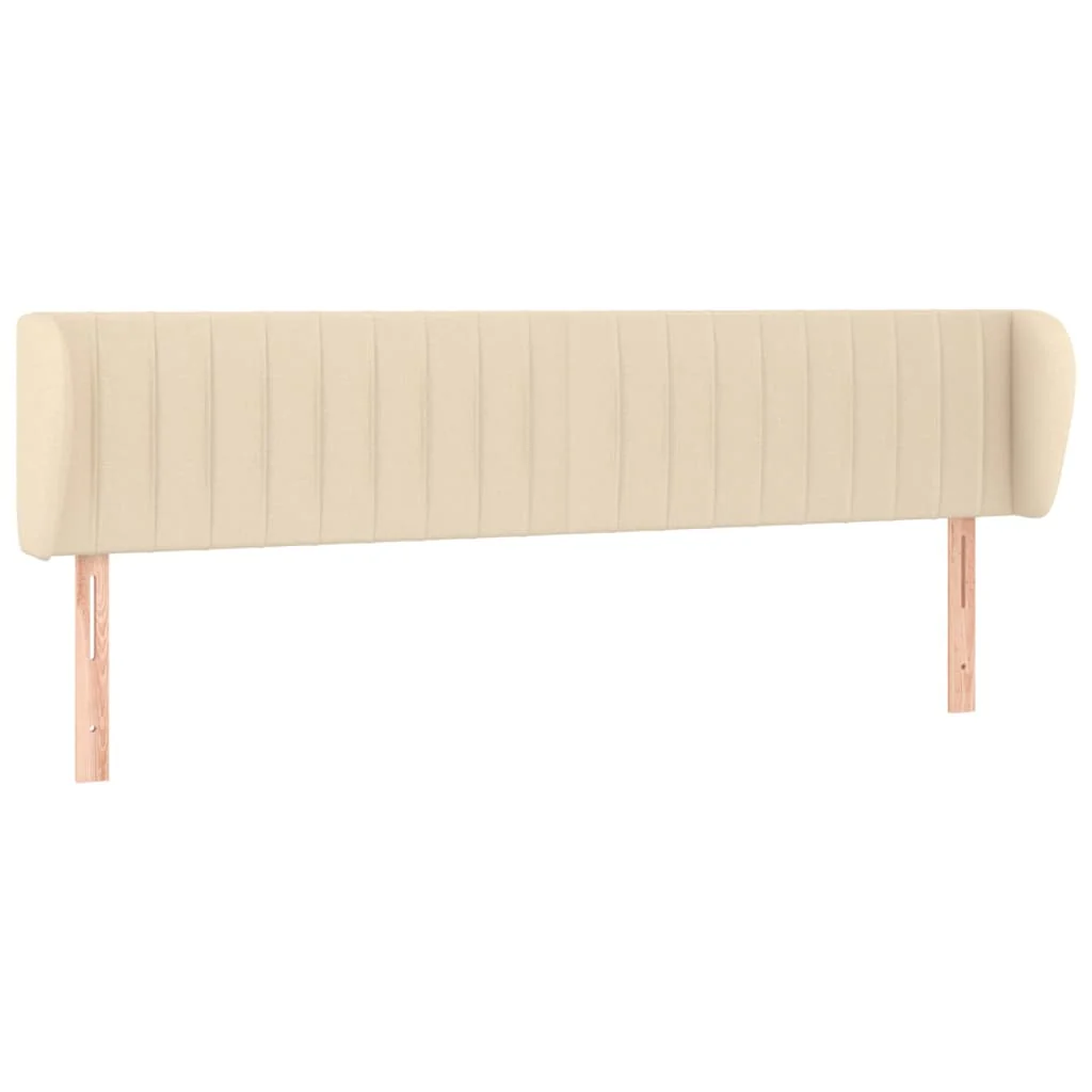 sengegavl med kanter 163x23x78/88 cm stof cremefarvet - Image 2