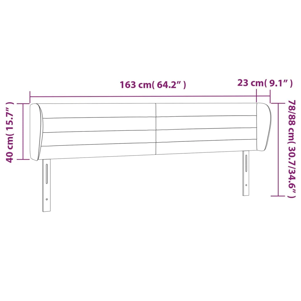 sengegavl med kanter 163x23x78/88 cm stof sort - Image 8