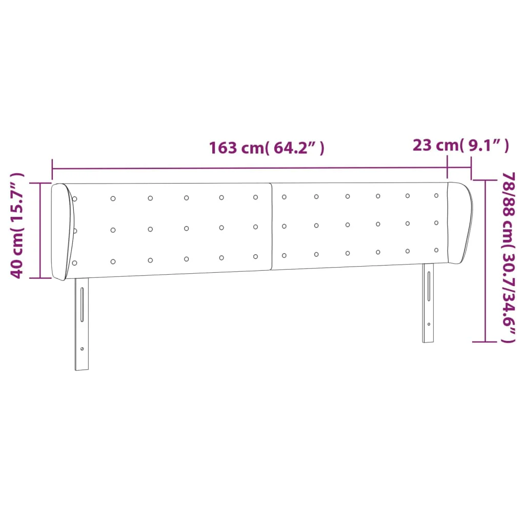 sengegavl med kanter 163x23x78/88 cm stof sort - Image 8