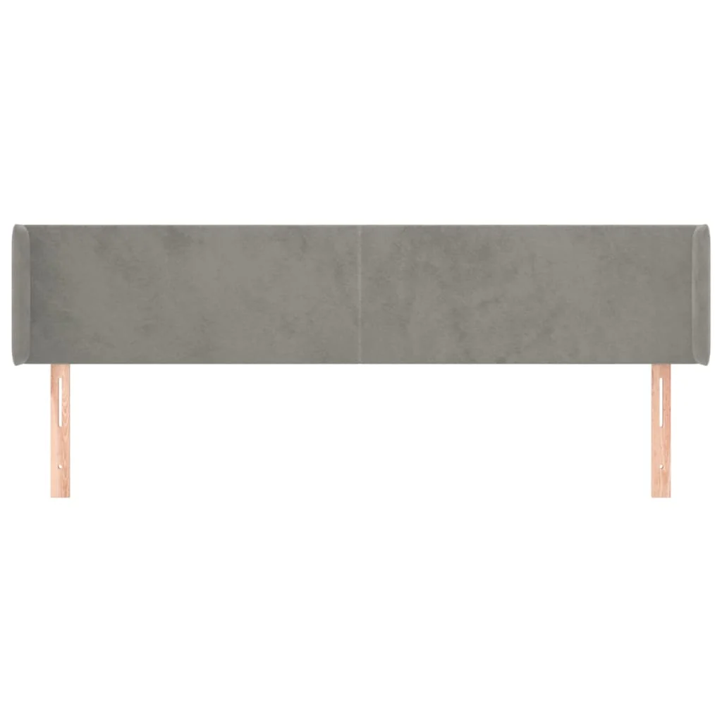 sengegavl med kanter 183x16x78/88 cm fløjl lysegrå - Image 3