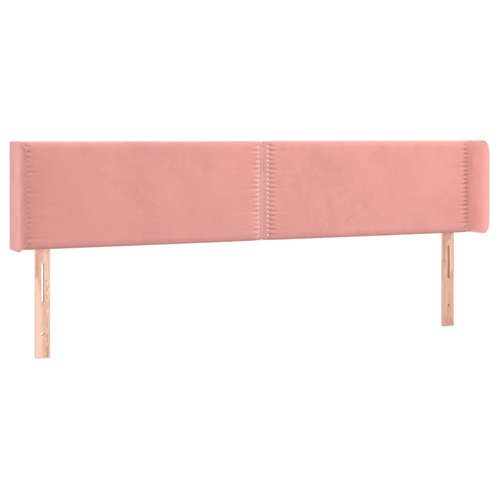 sengegavl med kanter 183x16x78/88 cm fløjl lyserød - Image 2