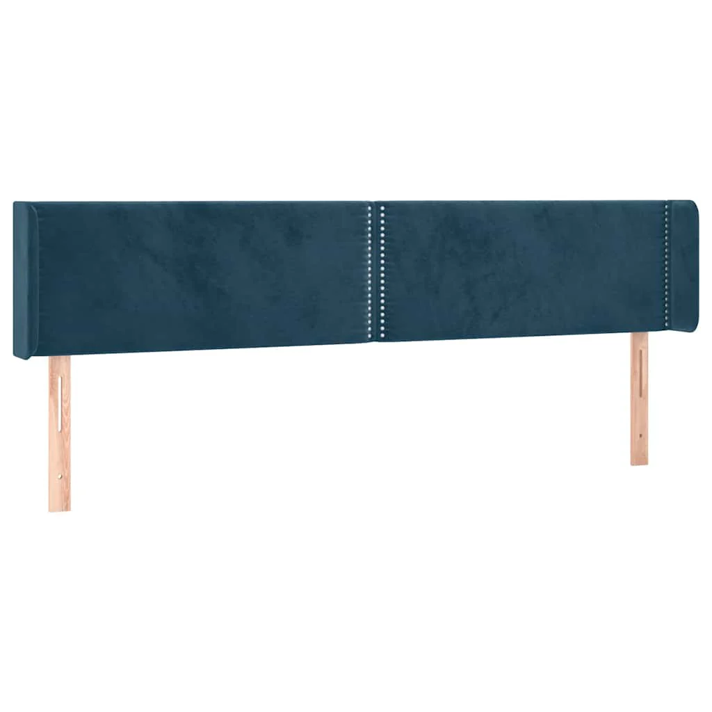sengegavl med kanter 183x16x78/88 cm fløjl mørkeblå - Image 2