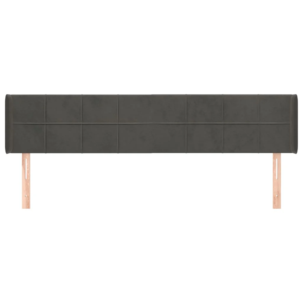 sengegavl med kanter 183x16x78/88 cm fløjl mørkegrå - Image 3
