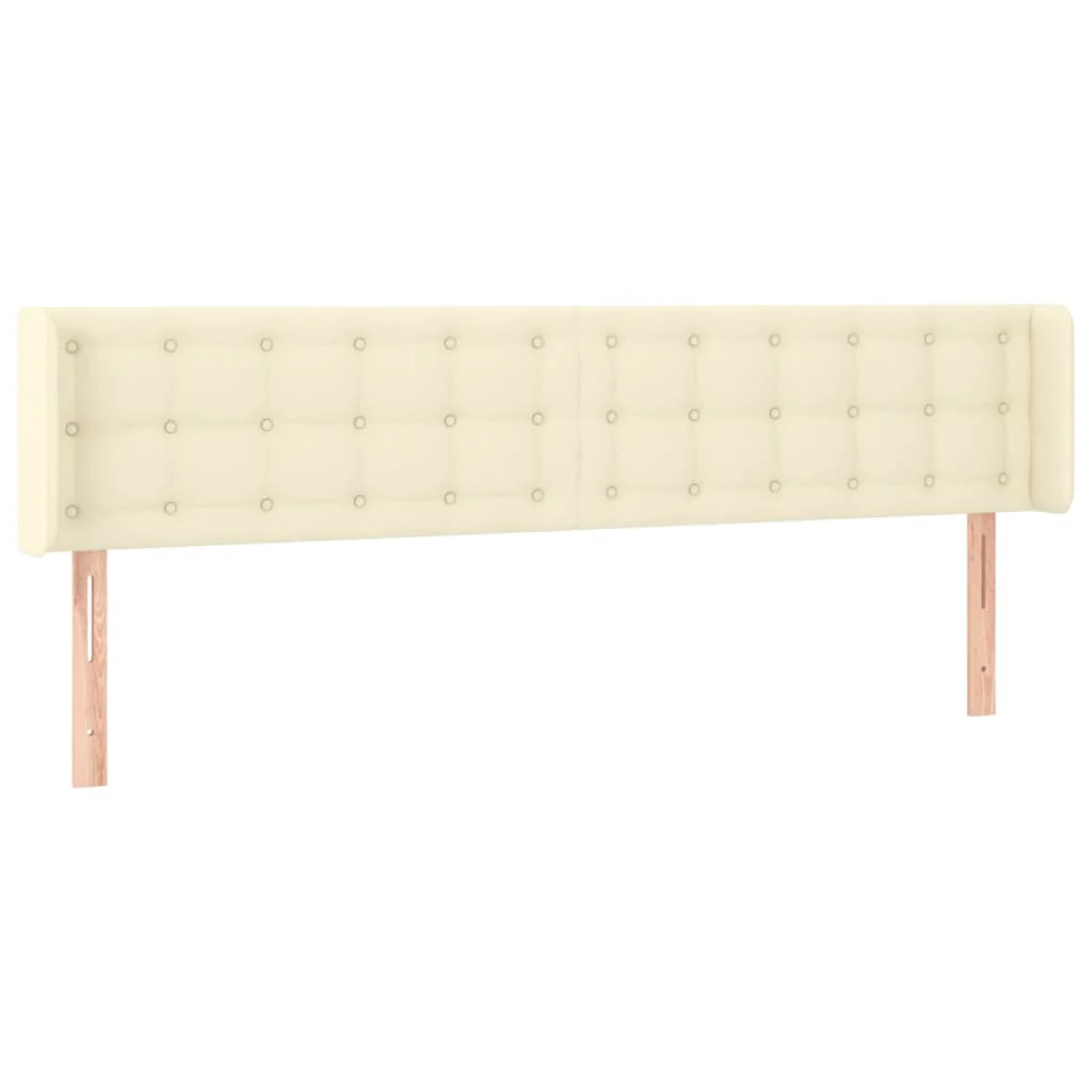 sengegavl med kanter 183x16x78/88 cm kunstlæder cremefarvet - Image 2