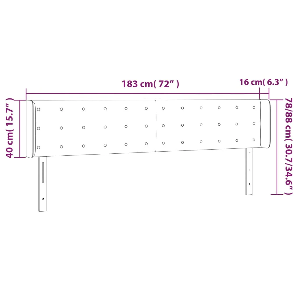 sengegavl med kanter 183x16x78/88 cm kunstlæder cremefarvet - Image 8
