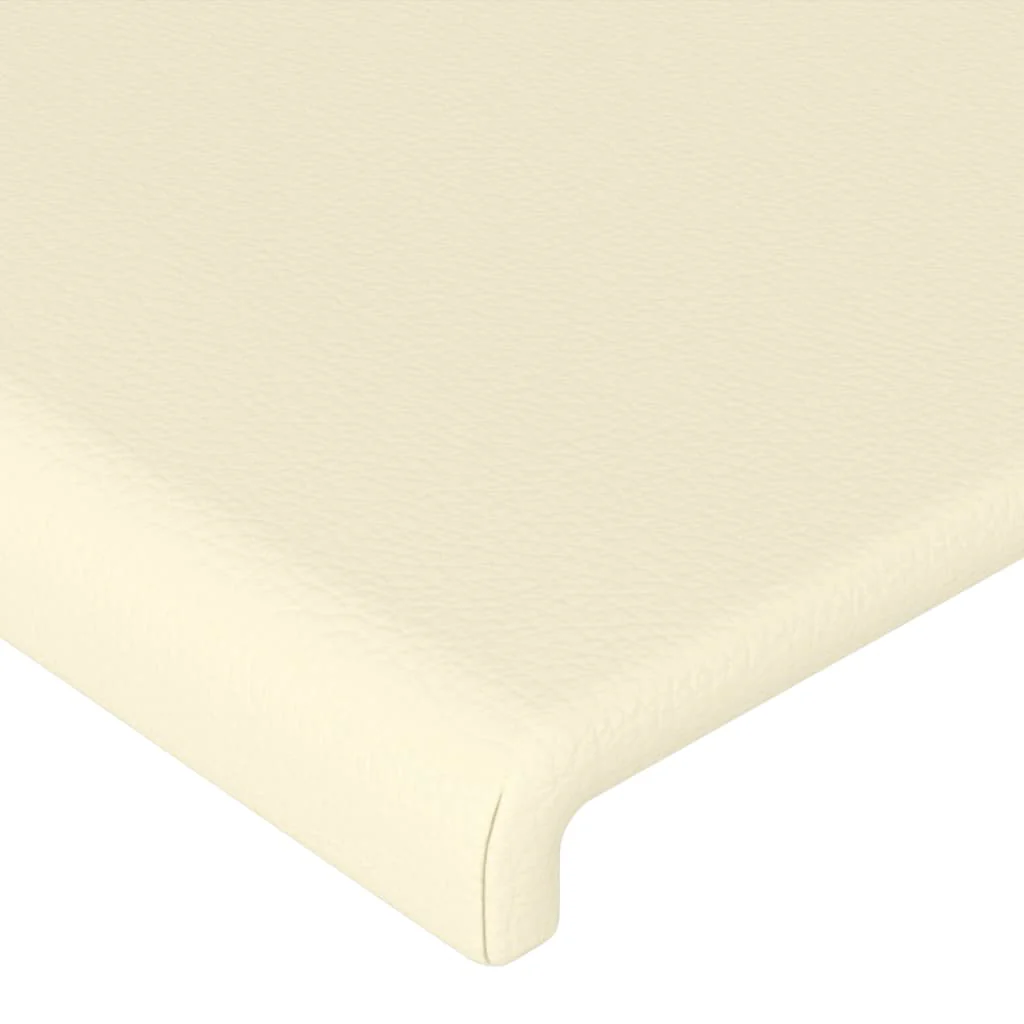 sengegavl med kanter 183x16x78/88 cm kunstlæder cremefarvet - Image 5