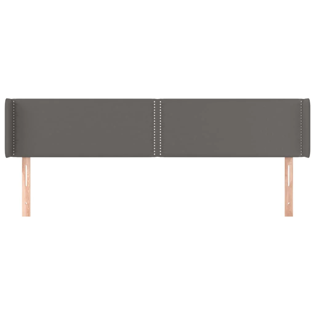 sengegavl med kanter 183x16x78/88 cm kunstlæder grå - Image 3