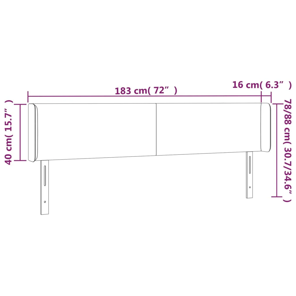sengegavl med kanter 183x16x78/88 cm stof gråbrun - Image 8