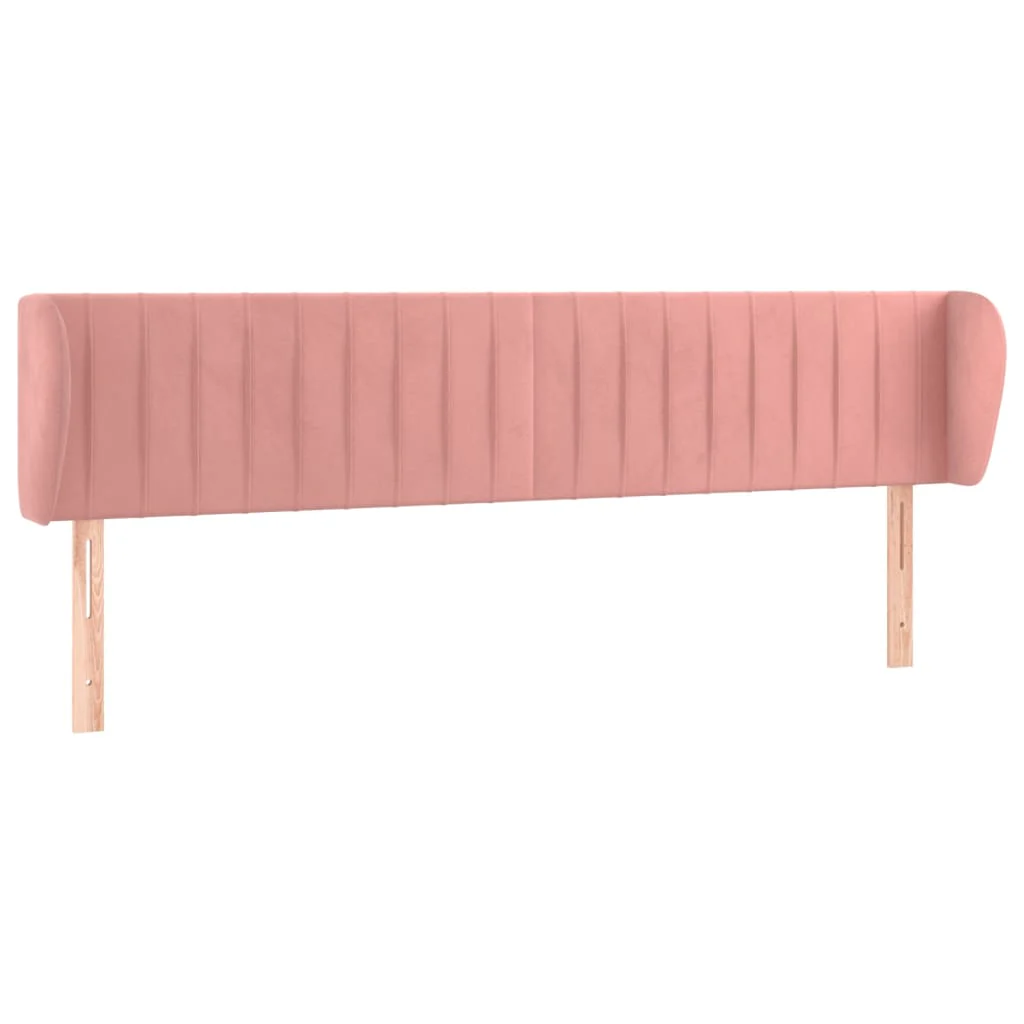 sengegavl med kanter 183x23x78/88 cm fløjl lyserød - Image 2