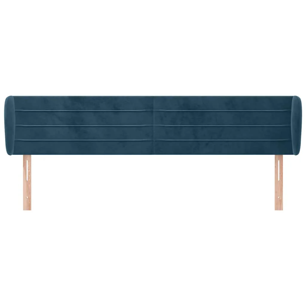 sengegavl med kanter 183x23x78/88 cm fløjl mørkeblå - Image 3