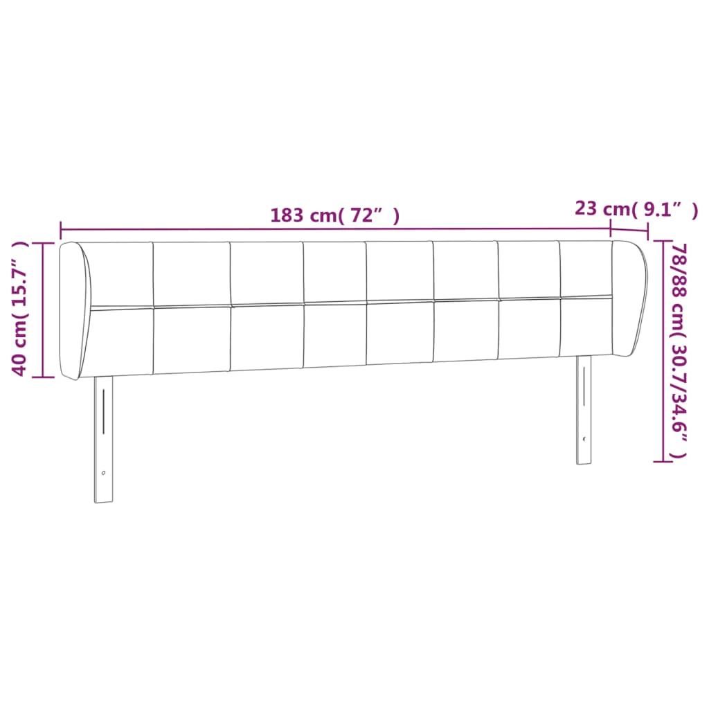 sengegavl med kanter 183x23x78/88 cm fløjl sort - Image 8