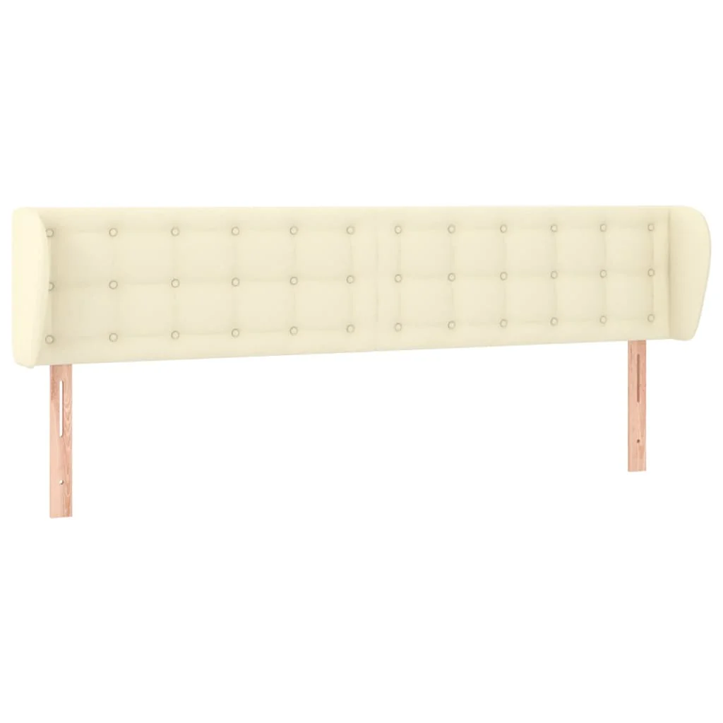 sengegavl med kanter 183x23x78/88 cm kunstlæder cremefarvet - Image 2