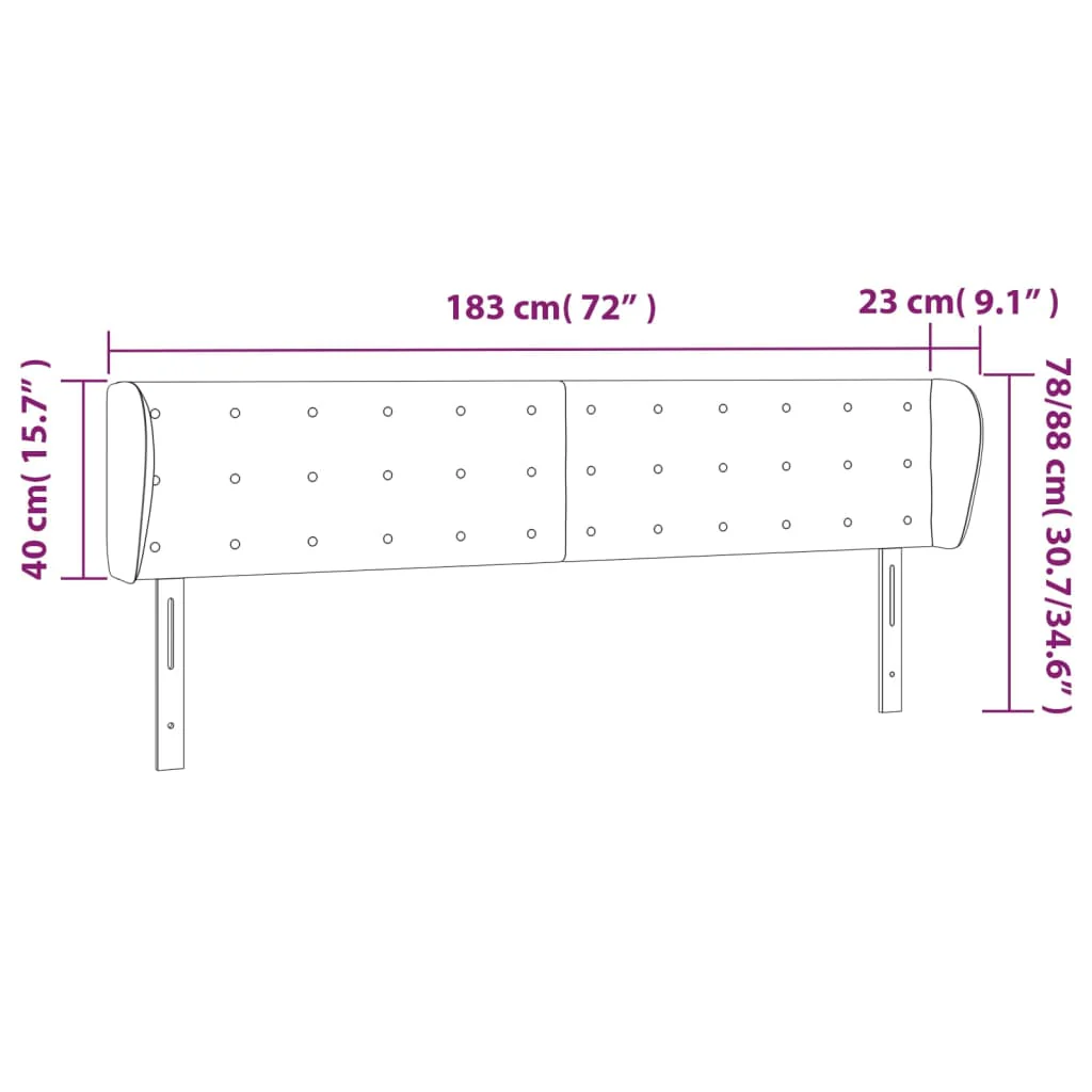 sengegavl med kanter 183x23x78/88 cm kunstlæder cremefarvet - Image 8