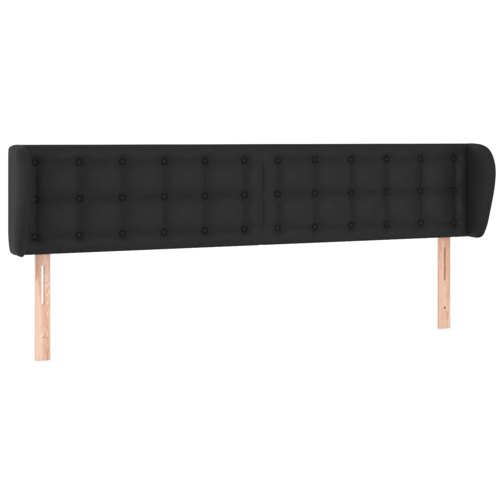 sengegavl med kanter 183x23x78/88 cm kunstlæder sort - Image 2