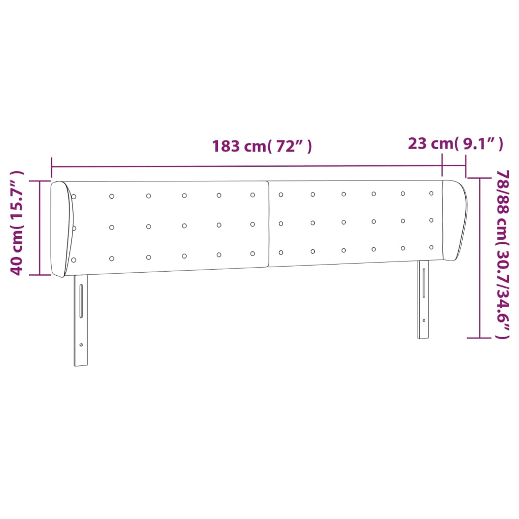 sengegavl med kanter 183x23x78/88 cm stof blå - Image 8