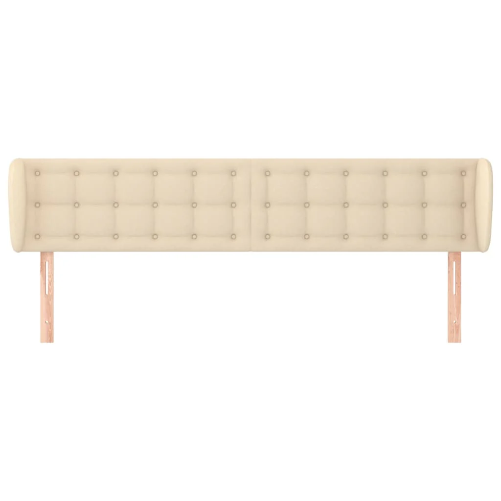 sengegavl med kanter 183x23x78/88 cm stof cremefarvet - Image 3