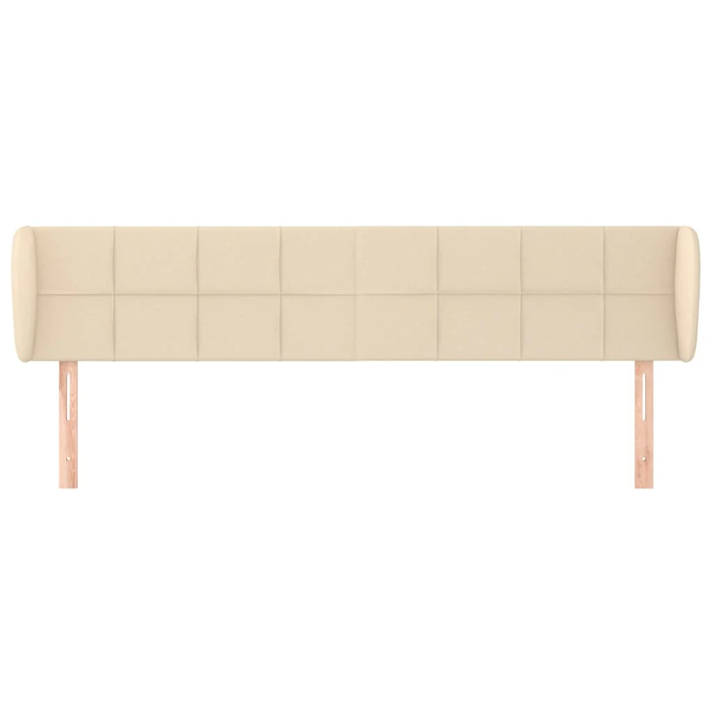 sengegavl med kanter 183x23x78/88 cm stof cremefarvet - Image 3