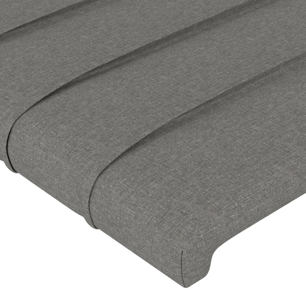 sengegavl med kanter 183x23x78/88 cm stof mørkegrå - Image 5