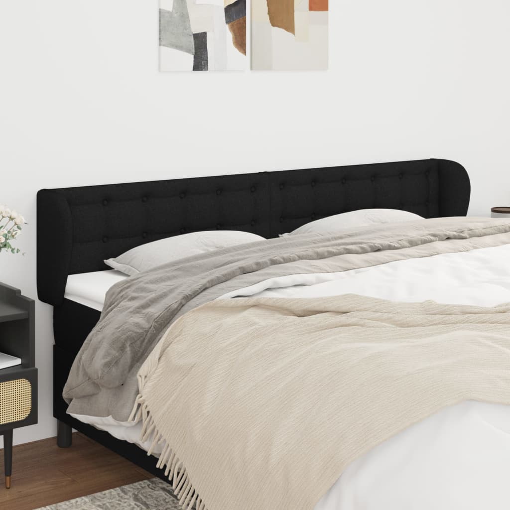 sengegavl med kanter 183x23x78/88 cm stof sort