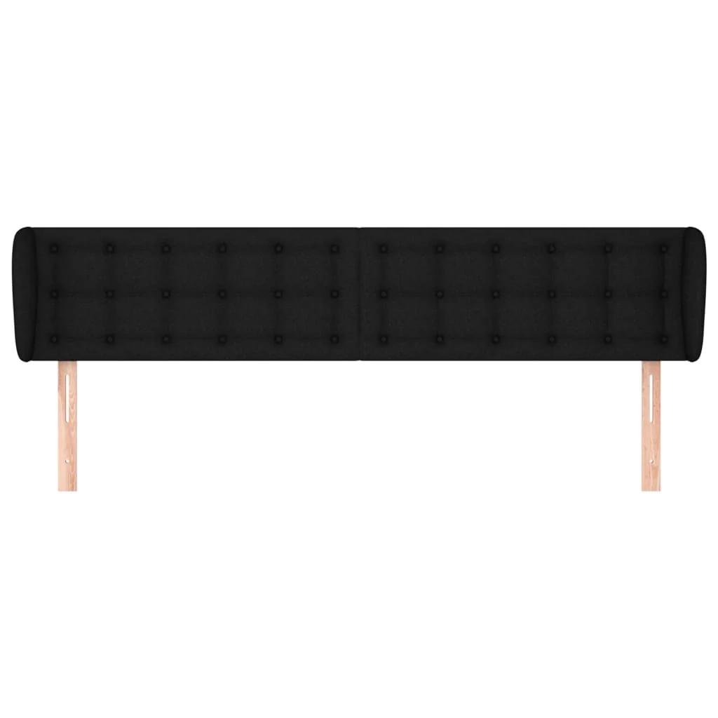 sengegavl med kanter 183x23x78/88 cm stof sort - Image 3
