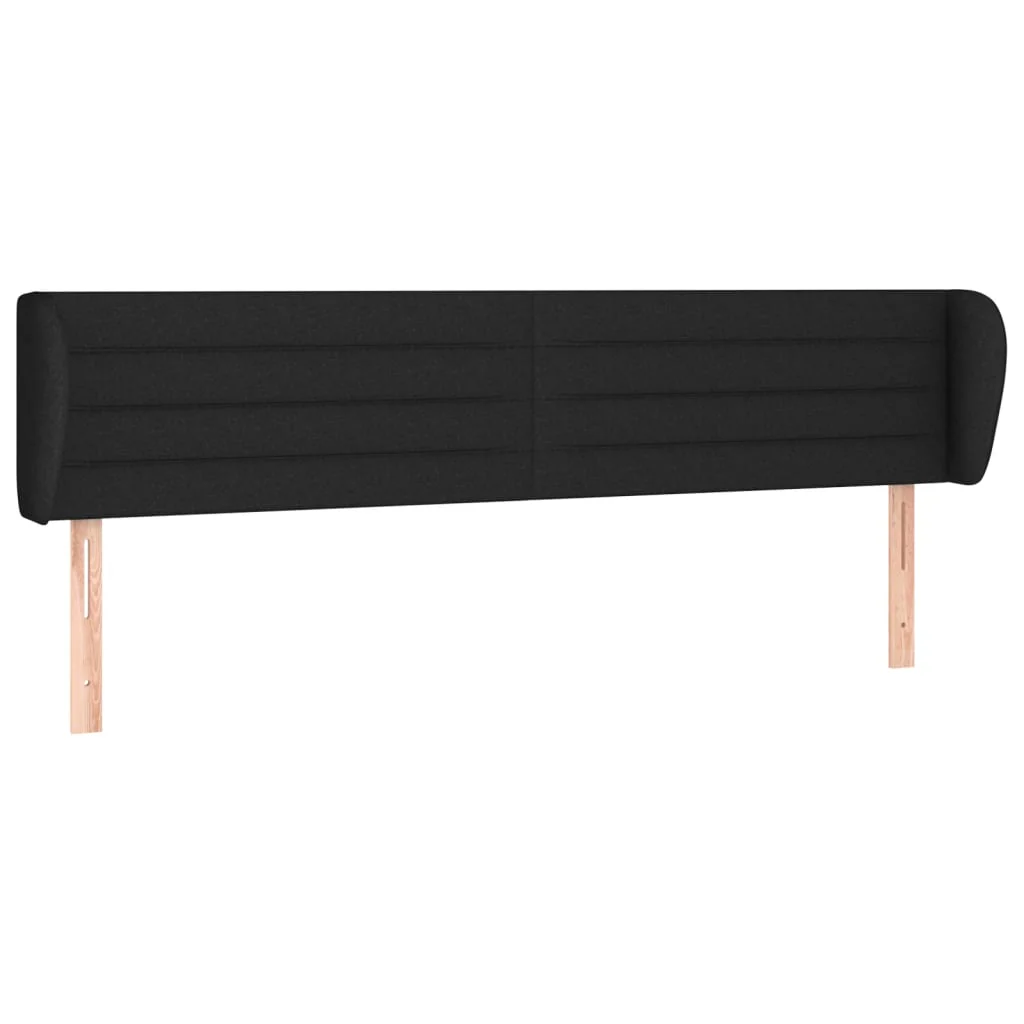 sengegavl med kanter 183x23x78/88 cm stof sort - Image 2
