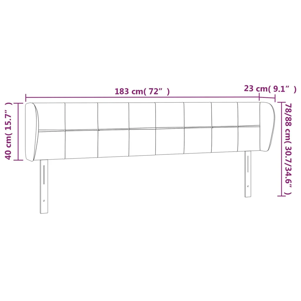 sengegavl med kanter 183x23x78/88 cm stof sort - Image 8