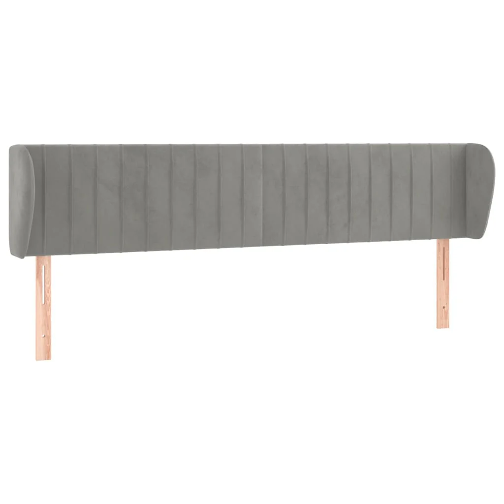sengegavl med kanter 183x23x78/88cm fløjl lysegrå - Image 2