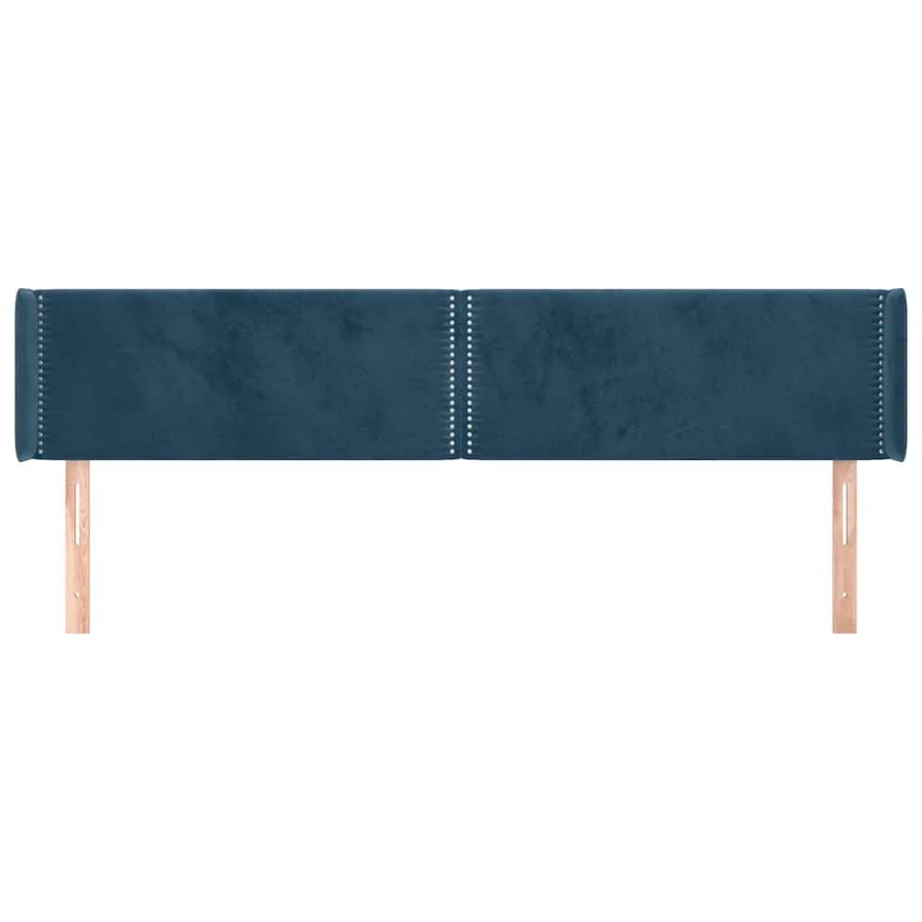 sengegavl med kanter 203x16x78/88 cm fløjl mørkeblå - Image 3