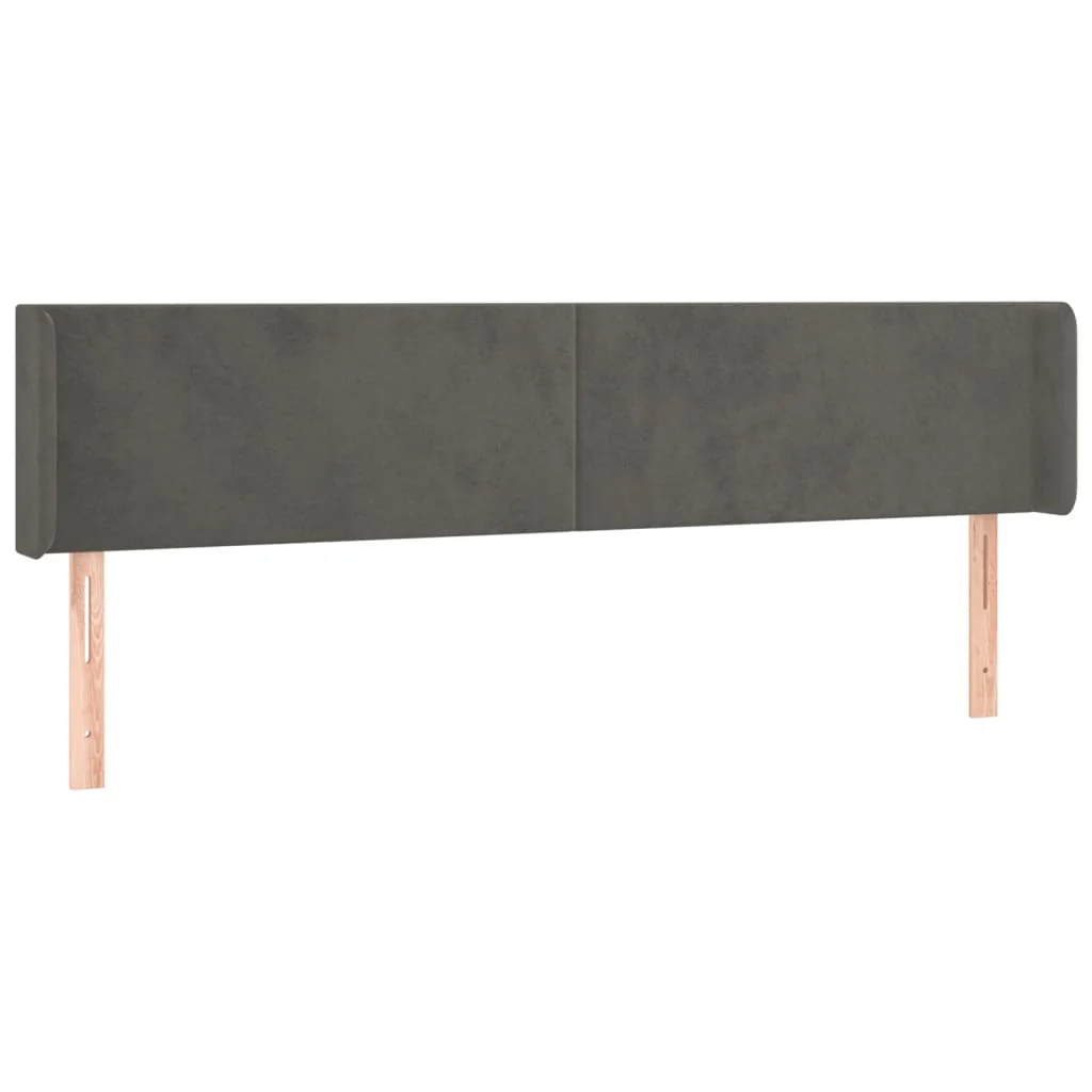 sengegavl med kanter 203x16x78/88 cm fløjl mørkegrå - Image 2