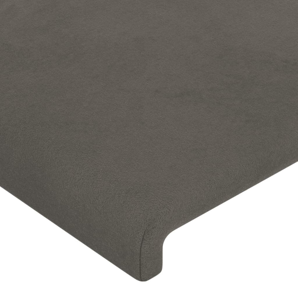 sengegavl med kanter 203x16x78/88 cm fløjl mørkegrå - Image 5
