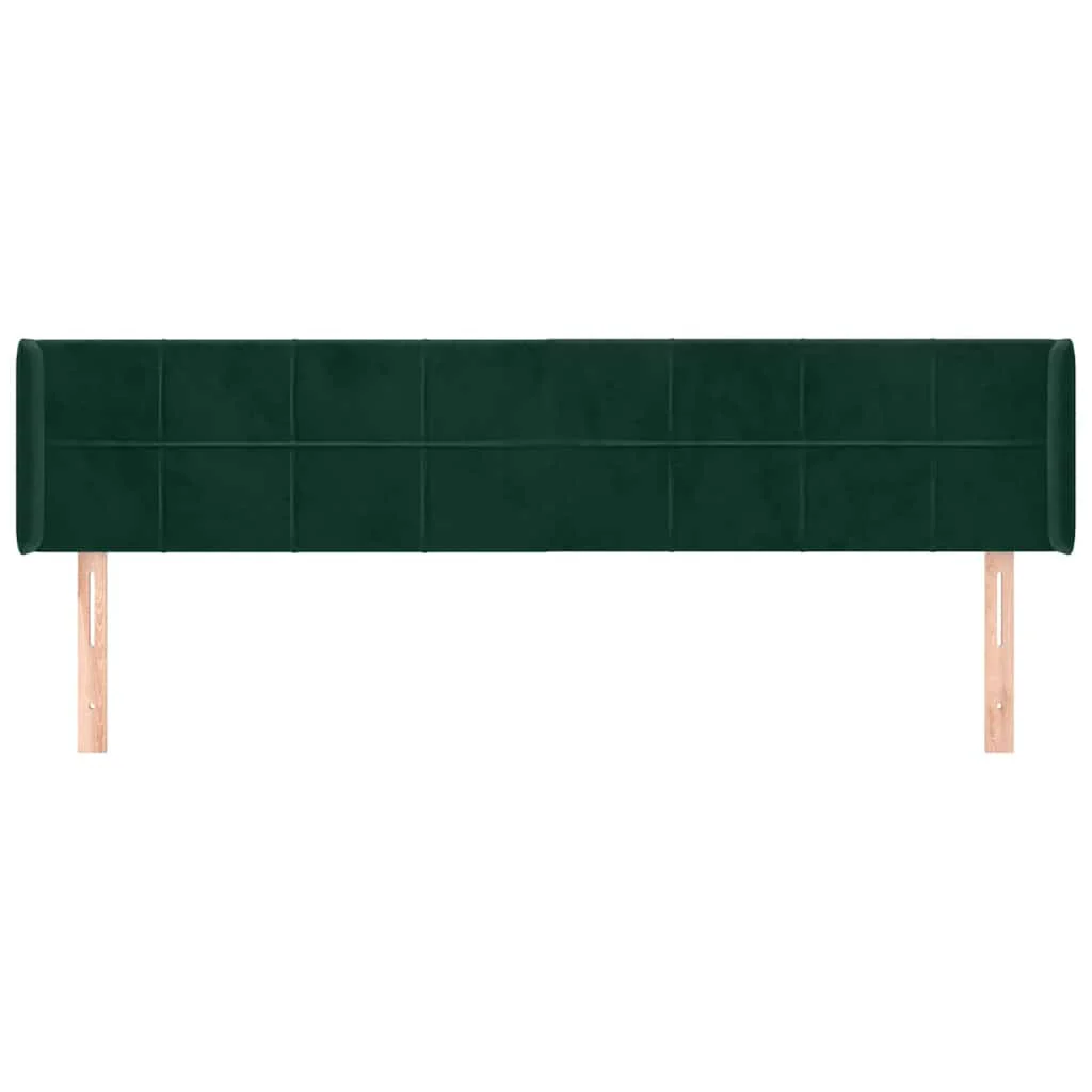 sengegavl med kanter 203x16x78/88 cm fløjl mørkegrøn - Image 3