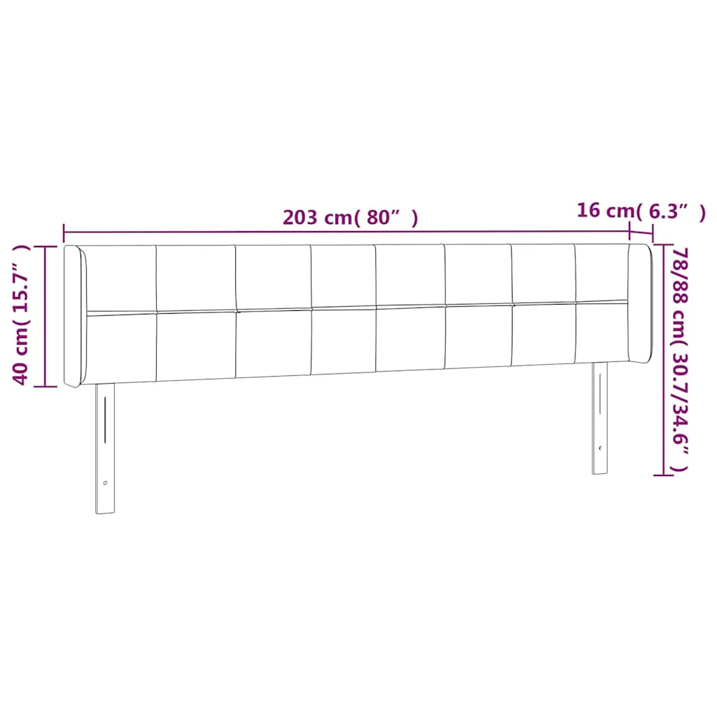 sengegavl med kanter 203x16x78/88 cm fløjl mørkegrøn - Image 7