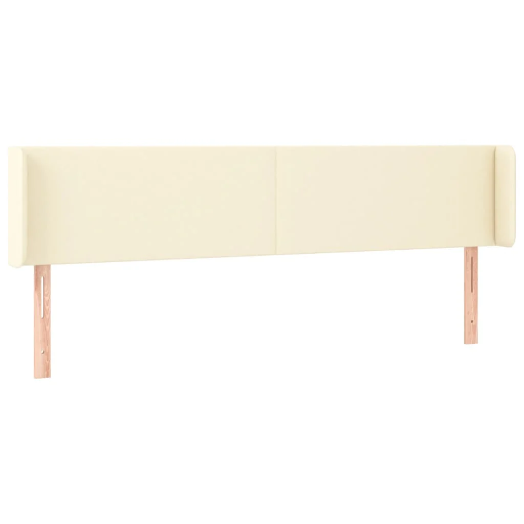 sengegavl med kanter 203x16x78/88 cm kunstlæder cremefarvet - Image 2