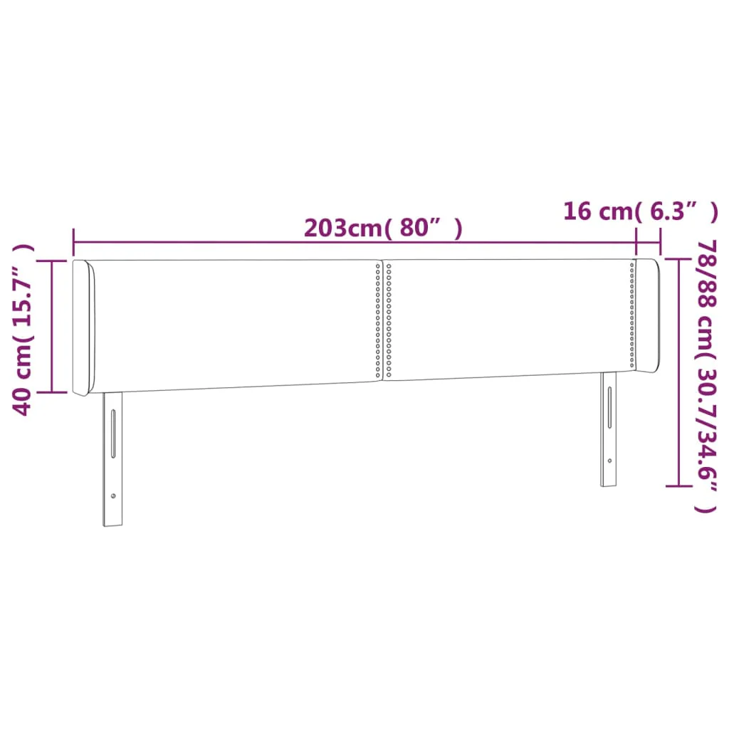 sengegavl med kanter 203x16x78/88 cm kunstlæder hvid - Image 8