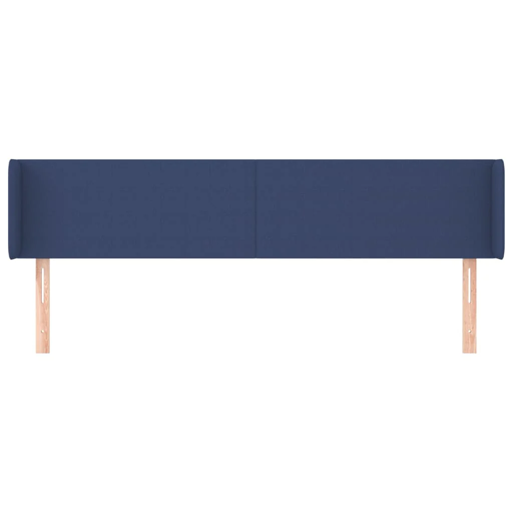 sengegavl med kanter 203x16x78/88 cm stof blå - Image 3
