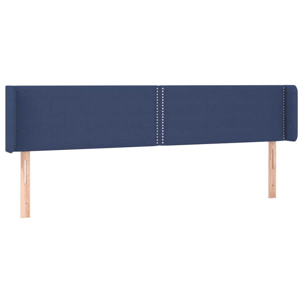 sengegavl med kanter 203x16x78/88 cm stof blå - Image 2