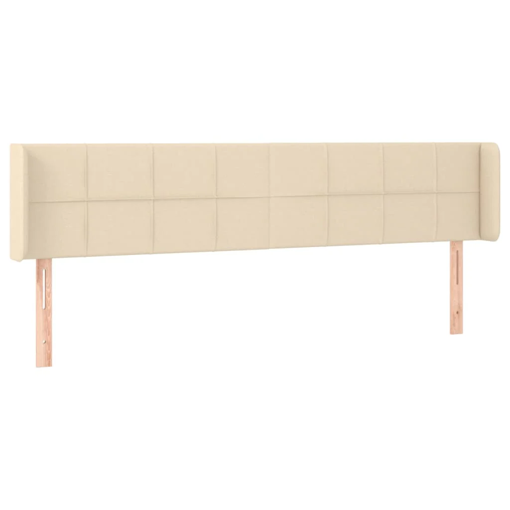 sengegavl med kanter 203x16x78/88 cm stof cremefarvet - Image 2