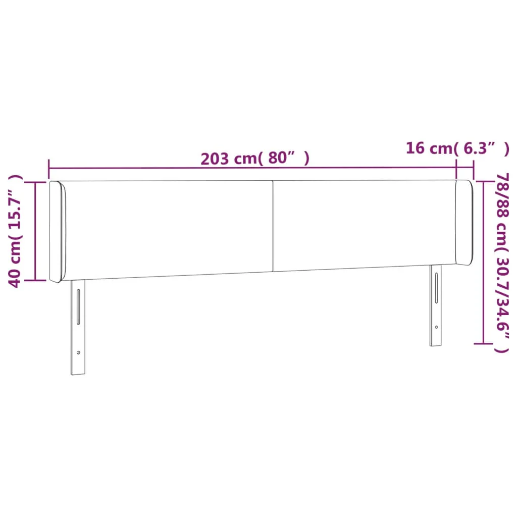 sengegavl med kanter 203x16x78/88 cm stof gråbrun - Image 8
