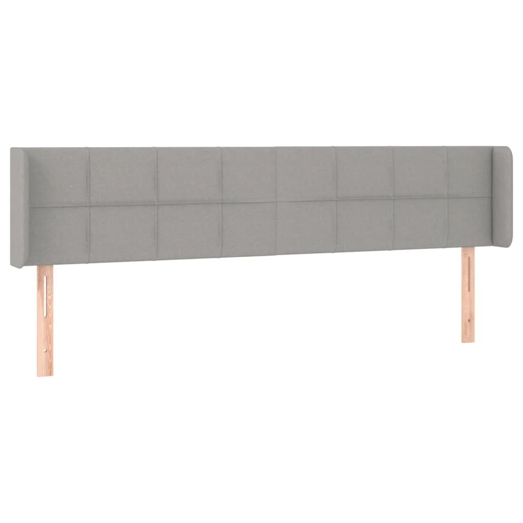 sengegavl med kanter 203x16x78/88 cm stof lysegrå - Image 2