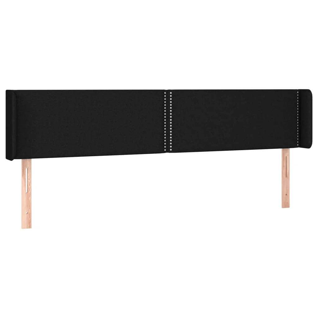sengegavl med kanter 203x16x78/88 cm stof sort - Image 2