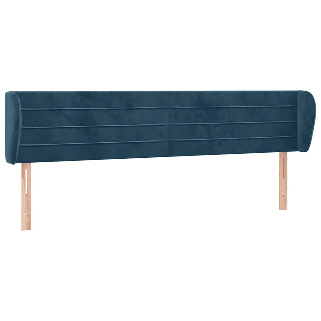 sengegavl med kanter 203x23x78/88 cm fløjl mørkeblå - Image 2